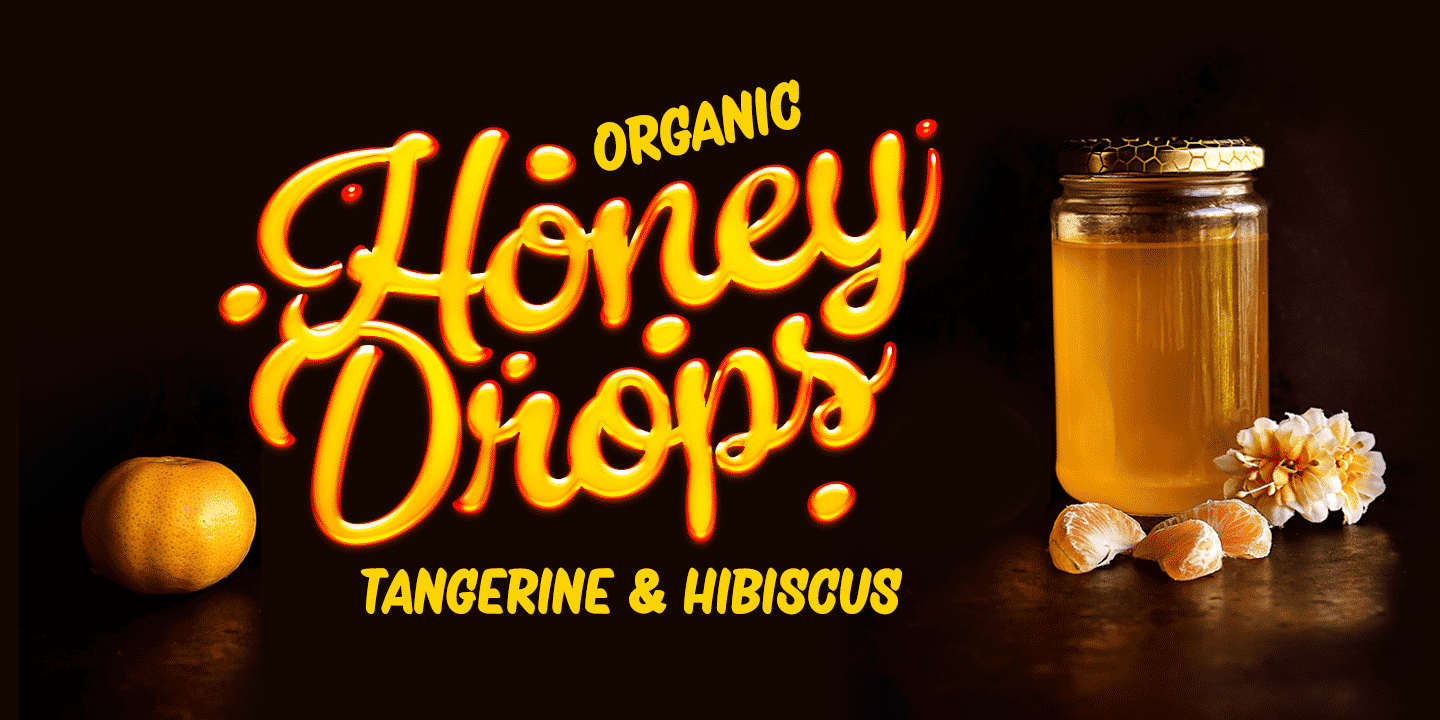 Пример шрифта Honey Drops Drops Caps 2